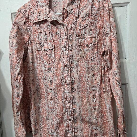 Cruel Girl Woman's Pink Button Down Shirt with Snaps and Pockets size XL - Picture 2 of 9